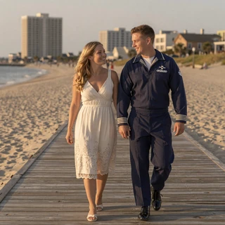 Happy military couple Hannah & Lieutenant Ethan (US Navy) from Virginia Beach, Virginia