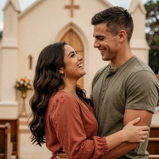 Happy military couple Isabella & Major Caleb (US Army, Apache pilot) from Fort Novosel, Alabama